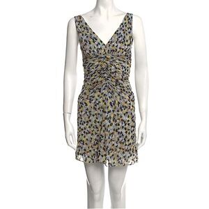 DIANE VON FURSTENBERG Silk Graphic Ruched Mini Dress SZ 2